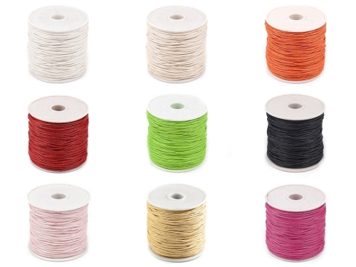 Sznurek bawełniany woskowany - 1 mm (25 kolorów)