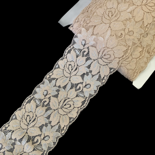 Koronka elastyczna - 8 cm - Beżowa