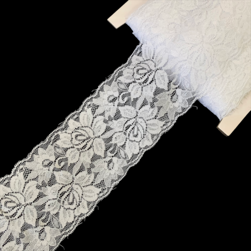 Koronka elastyczna - 8 cm - Biała