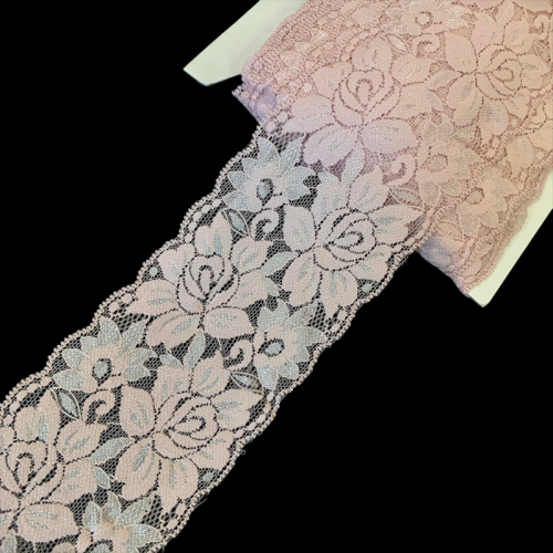 Koronka elastyczna - 8 cm - Brudny róż