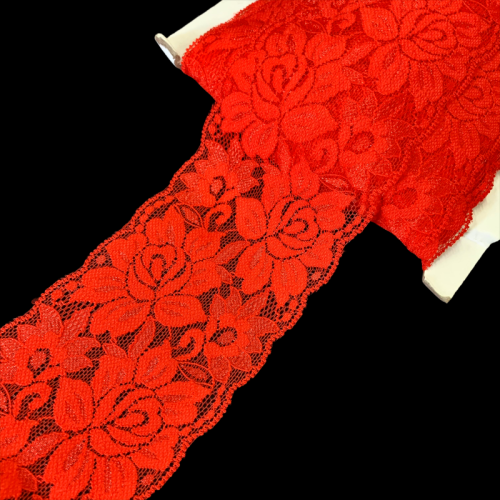 Koronka elastyczna - 8 cm - Czerwona