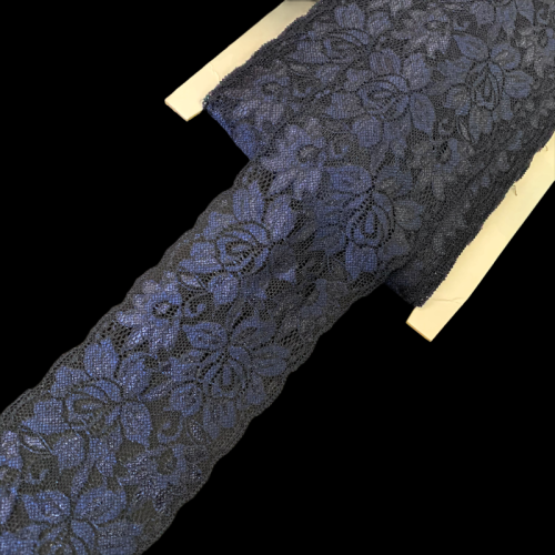 Koronka elastyczna - 8 cm - Granatowa