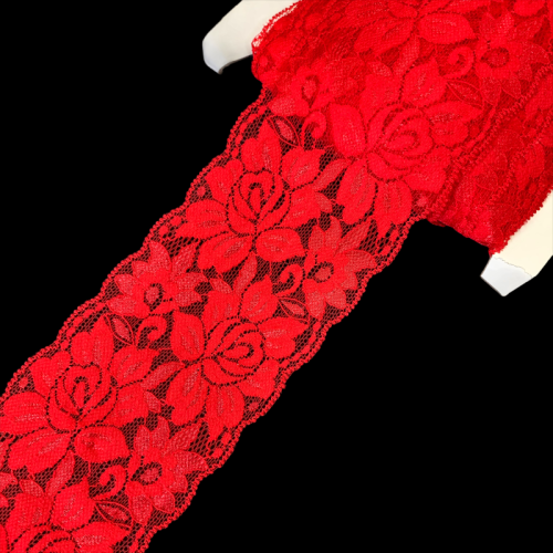 Koronka elastyczna - 8 cm - Karminowa