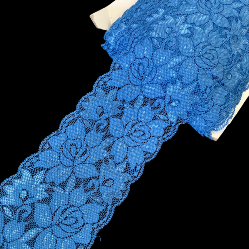 Koronka elastyczna - 8 cm - Niebieska