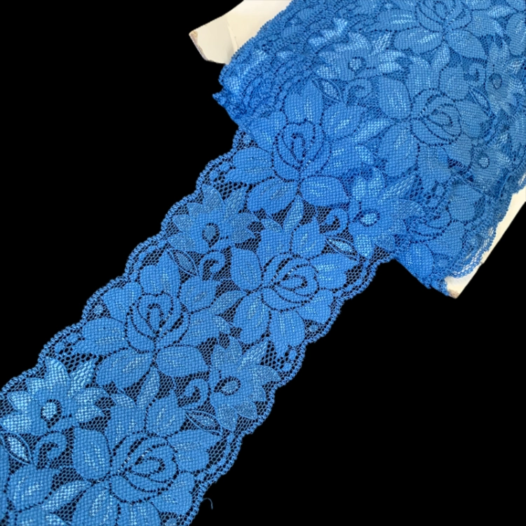 Koronka elastyczna - 8 cm - Niebieska