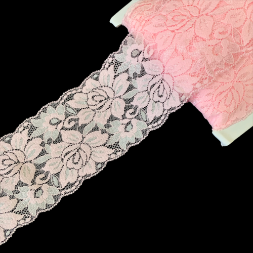 Koronka elastyczna - 8 cm - Pudrowy róż