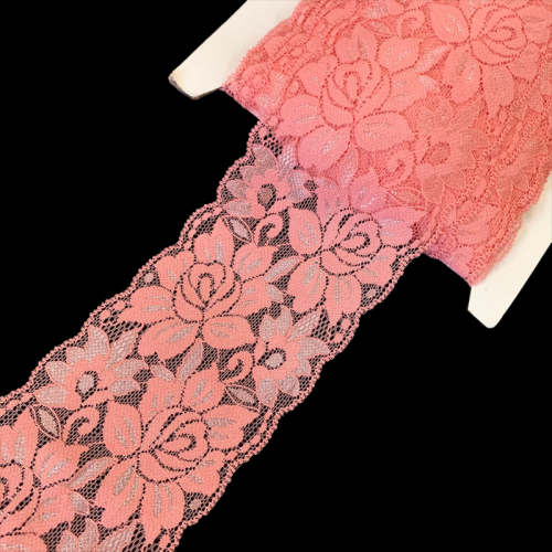 Koronka elastyczna - 8 cm - Różowa