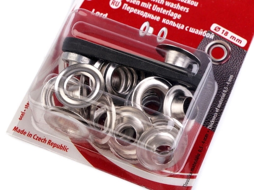 Oczka metalowe z zagniataczem - wew. Ø8 mm - Srebrny