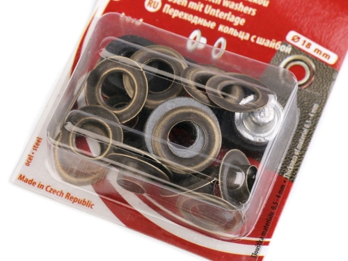 Oczka metalowe z zagniataczem - wew. Ø8 mm - Stare złoto