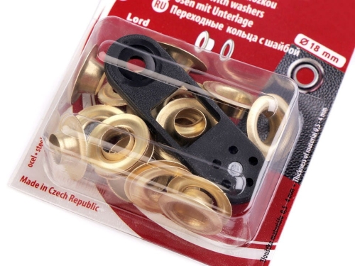 Oczka metalowe z zagniataczem - wew. Ø8 mm - Złoty