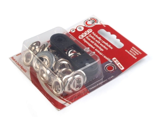 Oczka metalowe z zagniataczem - wew. Ø7 mm - Srebrny