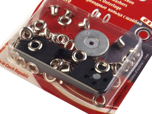 Oczka metalowe z zagniataczem - wew. Ø4 mm - Srebrny