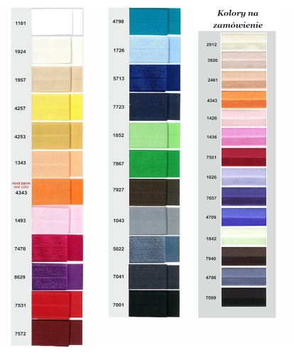 Lamówka elastyczna - Guma łamana - 20 mm - karta kolorów