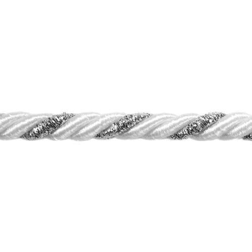 Sznurek skręcany metalizowany - 7 mm - Srebrny
