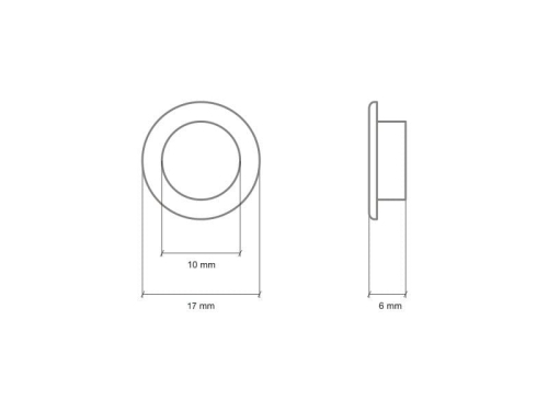 Oczka metalowe z podkładką - 10 x 17 x 6 mm - wymiary