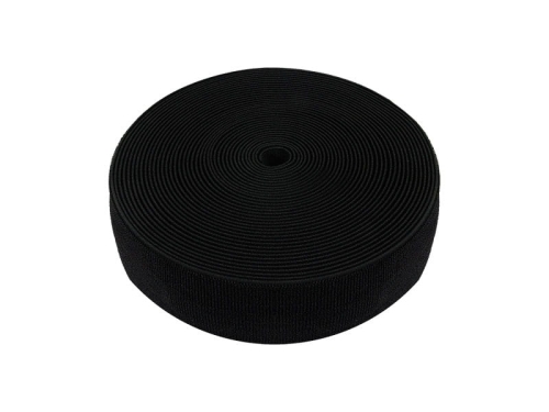 Rzep elastyczny - czarny - pętelka - 100 mm - krążek 20 yardów