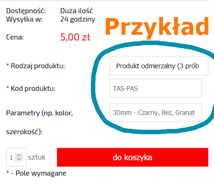 Próbki produktów - Przykład