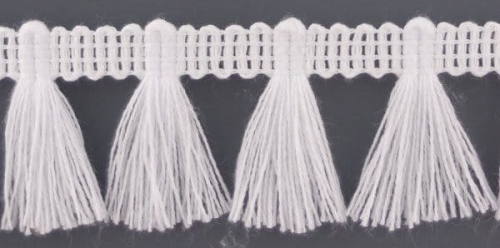 Chwościki na taśmie - 35 mm - Biały