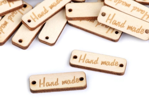 Etykieta metka drewniana "Hand Made" - Naturalny