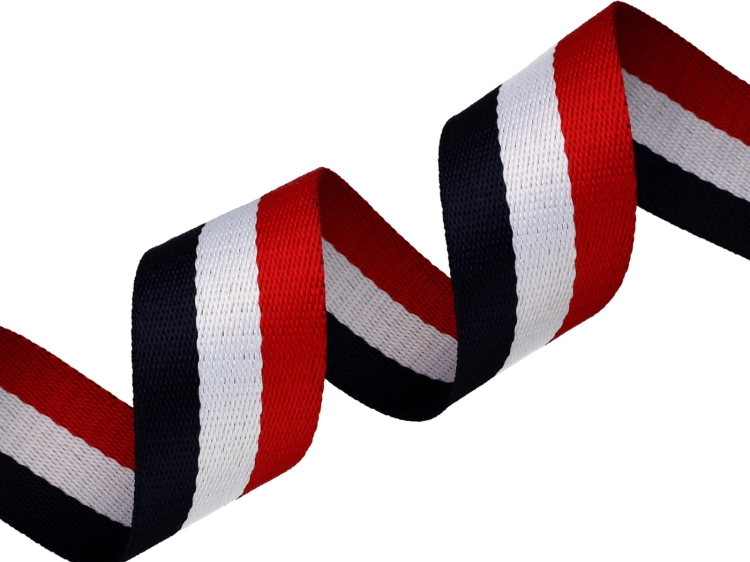Taśma nośna bawełniano-poliestrowa - 38 mm - Granatowo-biało-czerwona