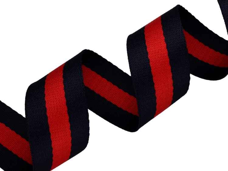 Taśma nośna bawełniano-poliestrowa - 38 mm - Granatowo-czerwona