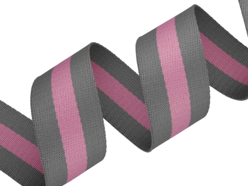 Taśma nośna bawełniano-poliestrowa - 38 mm - Szaro-różowa