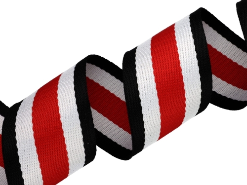 Taśma nośna bawełniano-poliestrowa - 50 mm - Czarno-biało-czerwona