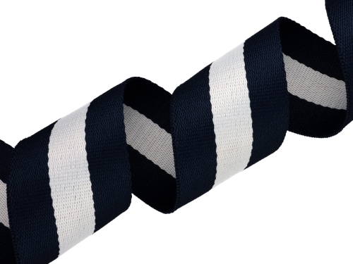 Taśma nośna bawełniano-poliestrowa - 50 mm - Granatowo-biała