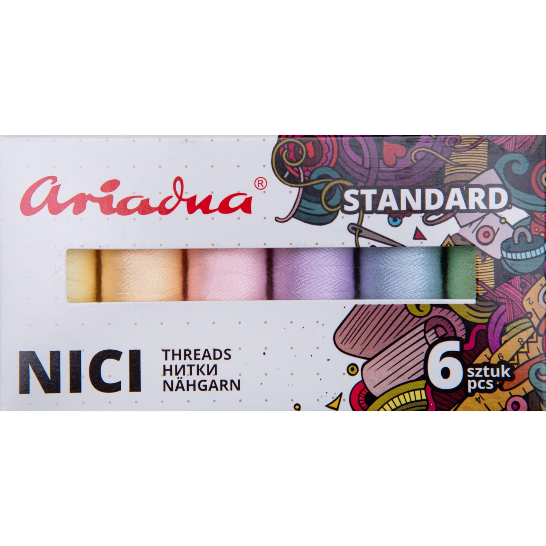 Pastel - Zestaw Nici Ariadna - 6 szpulek