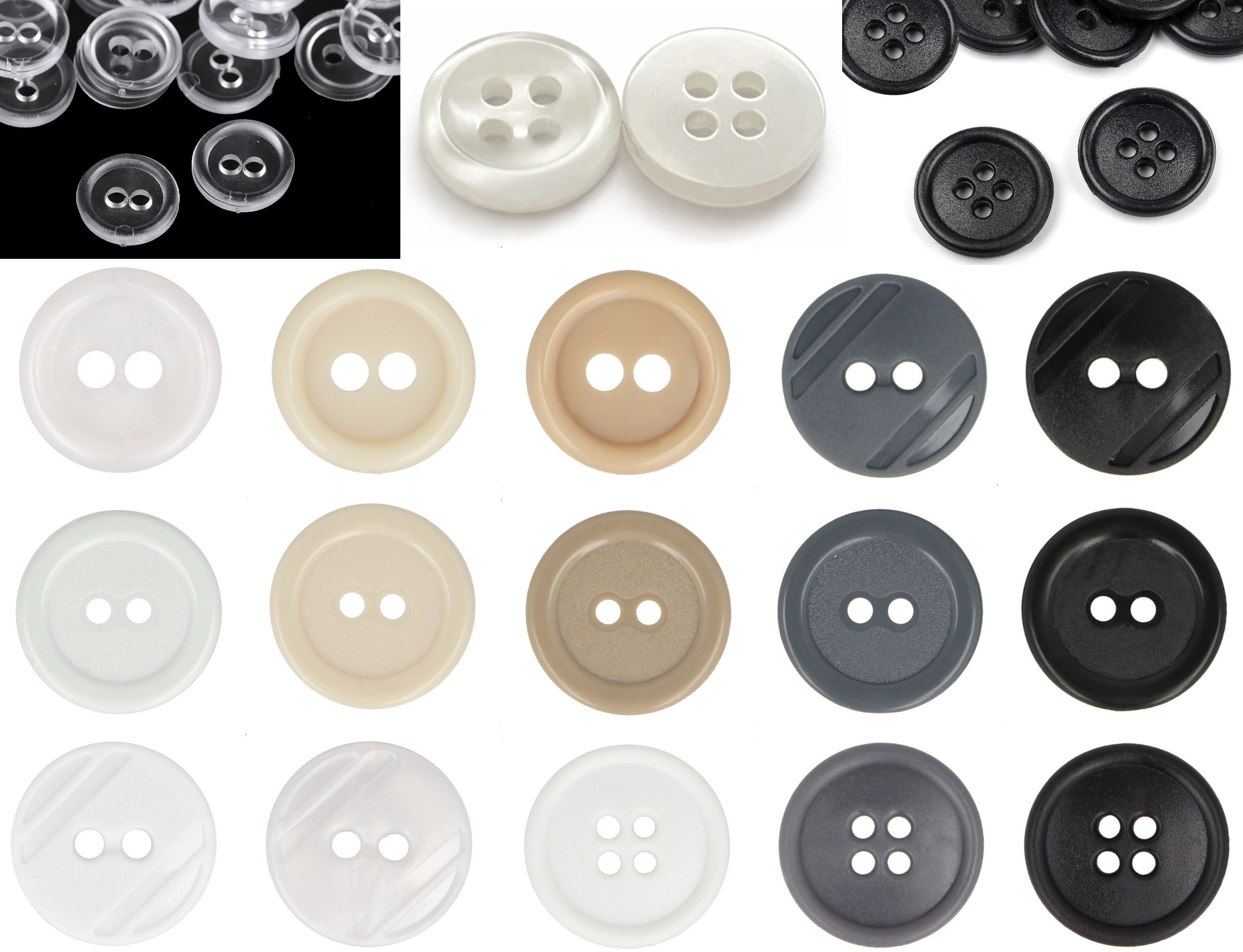 Guziki plastikowe (11mm - 20mm) - 9 kolorów