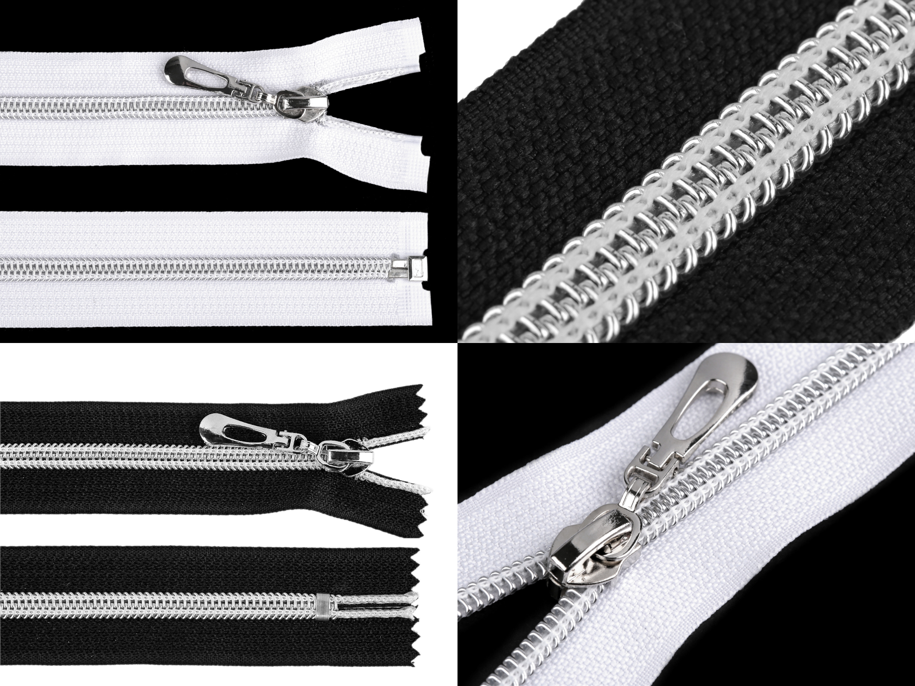 Zamki spiralne '7' - Srebrna żyłka (18cm - 80cm)