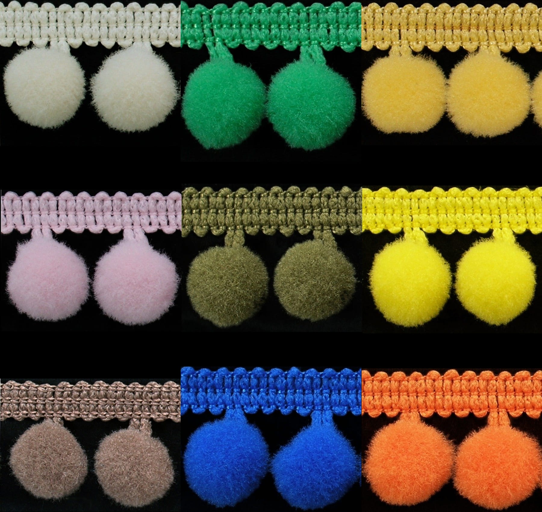 Taśma z pomponikami 18 mm kolory
