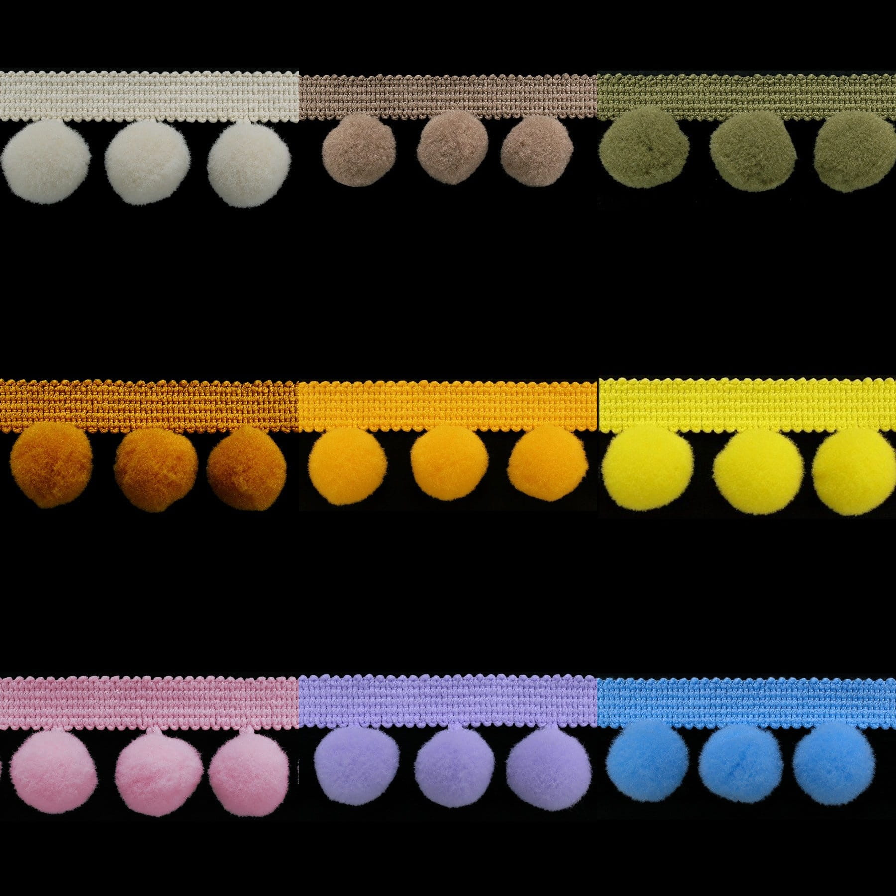 Taśma z pomponikami 35 mm kolory